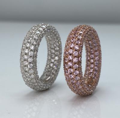 China Newest FASHIONABLE style micro pave zirconia ring jewelry and silver plated white/pink stone ring for sale