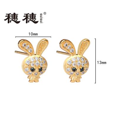 China FASHIONABLE 18k Gold Plated Earrings Rabbits Animals Earring Studs for sale