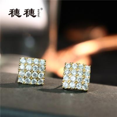 China FASHIONABLE Square Shape Round White CZ Shine Earring Women Earring Studs for sale