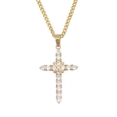 China 2021 European Christian Jesus side cross necklace TRENDY cross necklace side fashion accessories for sale