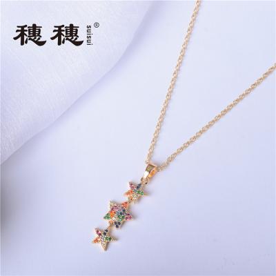 China 2021 New FASHIONABLE Chain Five-pointed Star Clavicle Gold Plated Star Clavicle Chain Sweater Necklace Star Pendant Necklace for sale