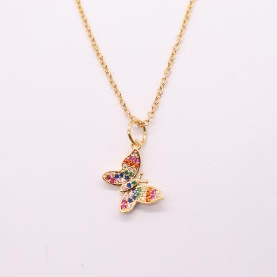 China SUISUI 2021 FASHIONABLE Butterfly Rainbow CZ 18k r Gold Plated Necklace for sale