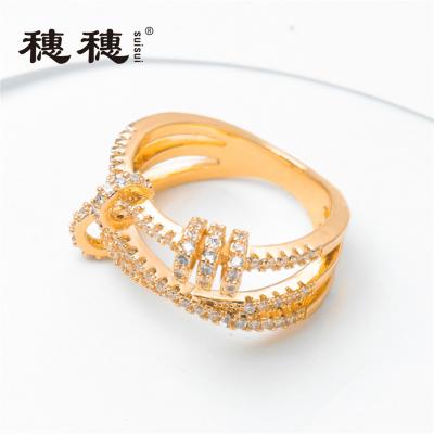 China Trendy Rings Luxury Gold Plated CZ Jewelry Ring New For Women Jewelry for sale