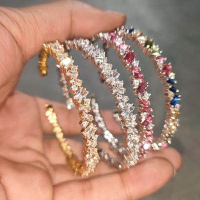 China Simple Irregular Shinning CLASSIC Rainbow Zirconia Tennis Bracelet Jewelry For Women for sale