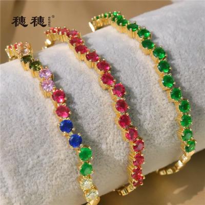 China 4mm TRENDY Size Stone Gold Plated And Popular Zircon Bracelet 2021 Girl's Fashion Jewelry for sale