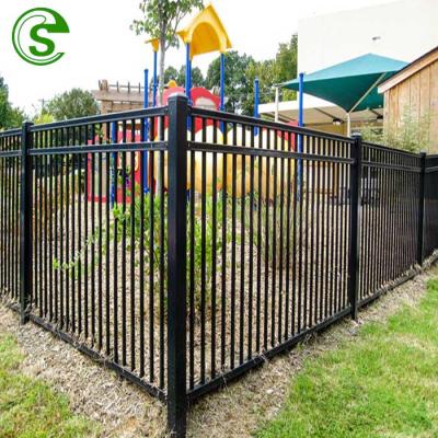 China Easily Assembled 3 Cross Rails Galvanized Steel Tubular Top Fence Garden Fencing for sale