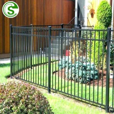 China Outdoor Safety 3 Rails Tubular Steel Press Spear Barrier Design Easily Assembled Commercial Boundary Fencing for sale