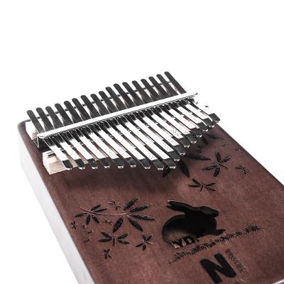 China Popular mahogany kalimba kimi 17 keys rabbit wholesale price finger piano Kalimba hand plucked CD portable kalinba musical for sale