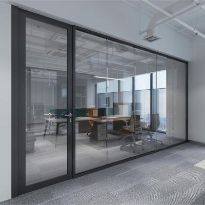 China Modern Glass Wall Soundproof Wall Panels Wholesale Acoustic Modular Office Room Divider Clear Cubicle Office Partition Wall With Doors for sale