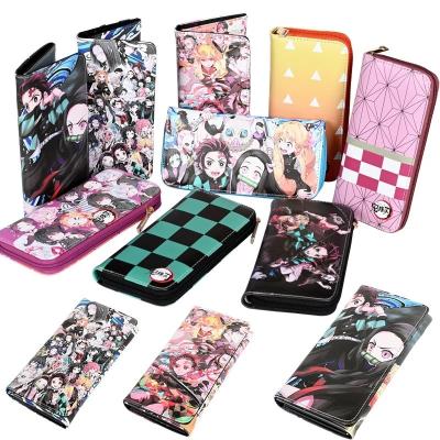 China Waterproof 26 Style Demon Slayer Kimetsu No Yaiba Tanjiro Kamado Nezuko Long Wallets PU Wallet Anime Purse Leather Accessories for sale