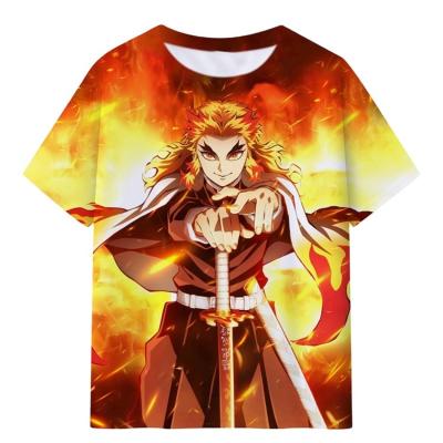 China 18 Style Breathable Demon Slayer Kimetsu No Yaiba Cosplay Anime T-shirt Unisex Plus Size Anime Shirt Eyelet Cloth Summer Tee for sale