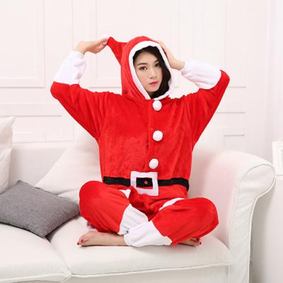 China Santa Claus Flannel Christmas Costume Thermal Suit Pajamas Cosplay Costume Santa Claus Clothes Fancy Dress In Christmas For Adults for sale