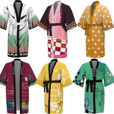 China Decoration Gift Toy 11 Styles Demon Slayer Kimetsu No Yaiba Zenitsu Giyu Tanjirou Kamado Nezuko Anime Uniform Cosplay Kimono Costume Haori Cloak for sale