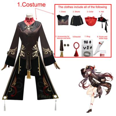 China Toy Set Genshin Impact Hutao Costume Uniform Decoration Gift Cosplay Shorts Sock Ring Bracelet Earring Anime Game HU Tao Halloween Hat Costumes for sale