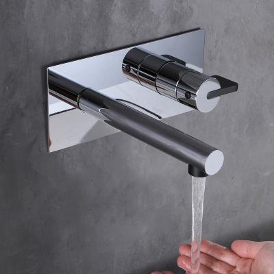 China Modern Thermostatic Faucets Chrome Bathroom Taps Wall Mount Hidden Waterfall Basin Mixer Brass Faucets for sale