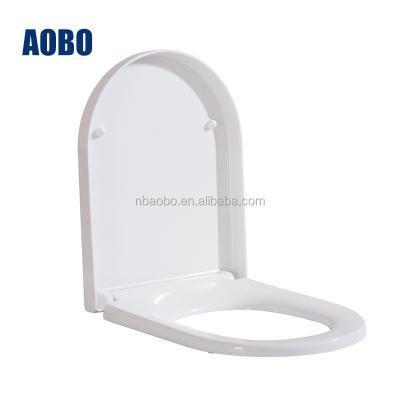 China Slow-end Plastic Toilet Seats Aobo Toilet Seat D-Shape With Slowdown, PP Plastic Toilet Seat For American Standard Size Toilet for sale