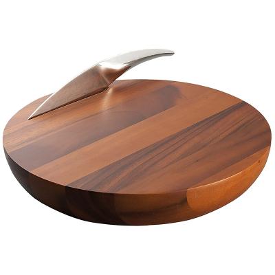 China Natural Sustainable Harmony Cheese Board Acacia Wood with Stainless Steel Knife Board with Knife Holder for sale