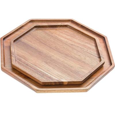 China Sustainable Vegetable Food Acacia Cheese Dessert Wine Coffee Shushi Octagon Bread Wooden Dishes for sale