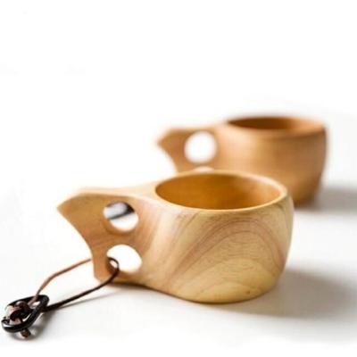 China 140ml 150ml 200ml Sustainable Wholesale High Quality Natural Rubber Wooden Travel Drinks Cup With Handle for sale