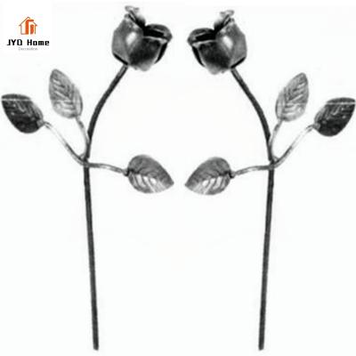 China Decorative Wrought Iron Rose Flowers With Leaves For Iron Gate Fence Rosettes Panels JYD Sale for sale