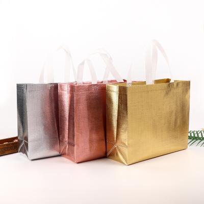 China Custom Recyclable Christmas Gift Nonwoven Bags With Handles Reusable Grocery Bag Christmas Tote Bags for sale