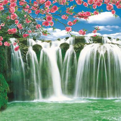 China Modern Promotional Home Decoration Wall Painting Picture Waterfall Landscape Paper Art Wall Waterfall Paintings Poster for sale