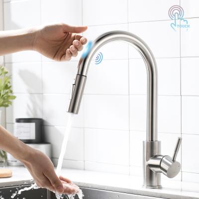 China Pull Down Kitchen Faucet FLG: N969 Kitchen Commercial Kitchen Faucet 360 Rotation High Arc Contact sus304 Kitchen Sink Mixer Tap With Pull Down Spray for sale