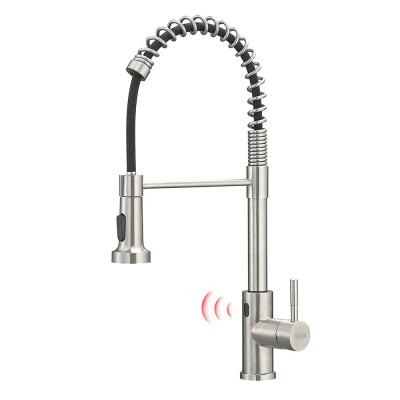 China Thermostatic Faucets Brushed Nickel Spring Touchless Solid Brass Luxury Sensor Sprayer Modern Kitchen Faucet for sale