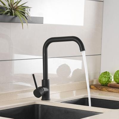 China Other Drop Shipping Modern 360 Degree To Turn Single Handle Matt Black Kitchen Sink Faucet Mixer for sale