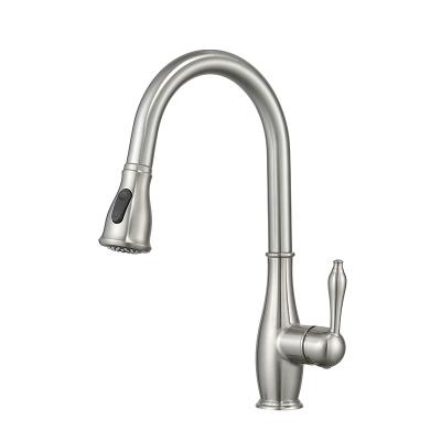 China FLG Thermostatic Faucets Brushed Water Saving 3D Pattern Design Single Handle Pull Down Kitchen Sink Faucet for sale