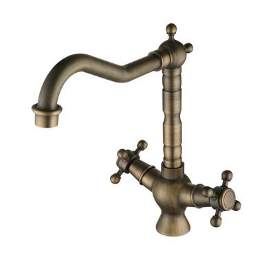 China Ceramic Deck Mounted Faucets FLG Electric Double Handle Antique Cold And Hot Faucet Kitchen Faucet for sale