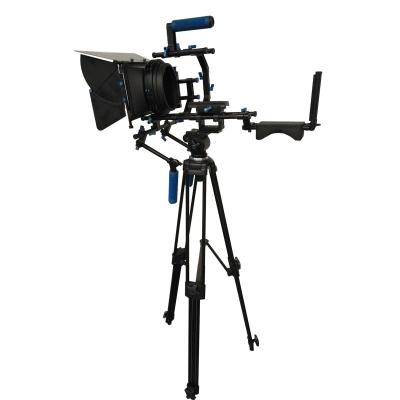 China Aluminum Alloy +plastic DSLR Camera Rig Professional Follow Focus Matte box shoulder installation with black magic camera cage for sale