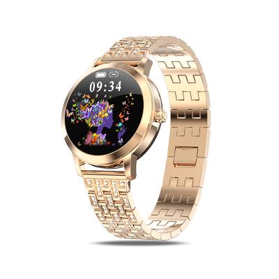 China Popular Wrist Watch Diamond Metal Strap Smartwatch LW10 OEM Watch Band Waterproof Fitness Touch Screen In Europe USA For Female Women for sale