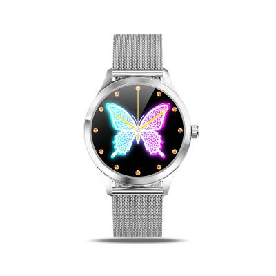 China Touch Screen Round Real Stainless Steel Women Smart Watch LW07 Heart Rate Monitor Blood Oxygen Pressure For Female Smartwatches Dropshipping for sale