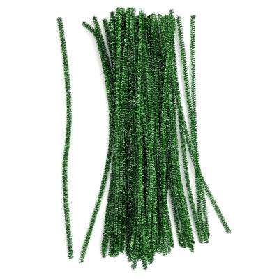 China Green DIY Accessories Tinsel Glitter Chenille 6mm Chenille Sticks Pipe Cleaners 30CM Chenille Uneven Tinsel Pipe Cleaner Rods for sale