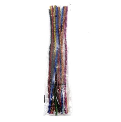 China Multicolor Glitter Tinsel Accessories 100pcs Fuzzy Stick Craft DIY Chenille Stem 12 inch Chenille Pipe Cleaner Tinsel Stems for sale