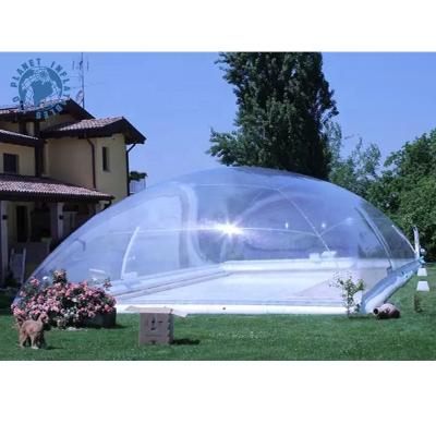 China 0.9mm PVC Tarpaulin + 1.0mm PVC Planet Factory Price Portable Pool Cover Transparent Waterproof Inflatable Pool Dome Cover for sale