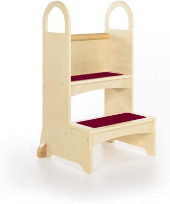 China Factory Furniture Child 2 Step Stool Custom Solid Wood Safety Convertible Learning Tower Step Stool for sale