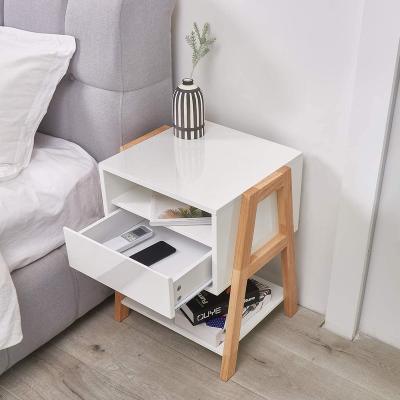 China Convertible Modern White Nightstand Nightstand With Drawers Home Furniture Bedroom Bedside Lamp Wood Table for sale