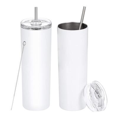 China Stainless Steel Viable Straight Cup Slim Travel Mug Volume With Straw Sublimation Mug Blank Can Be Customized 650ML for sale