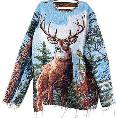 China Wearable Wholesale Sweater Custom Logo Designs Woven Tapestry Sweater Men Fabric for sale