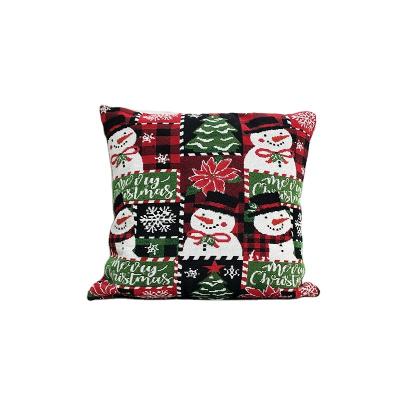 China Running Fast Shipping Digital Jacquard Snowman Gift Home Decor Pillow Case Christmas Cushion Cover for sale