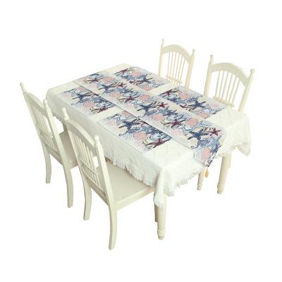 China 2020 New Designer Jacquard Woven Starfish Dinner Table Runner Set for sale