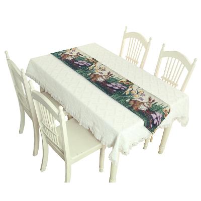 China Jacquard Easter Bunny Holiday Tapestry Dining Table Runner Online for sale