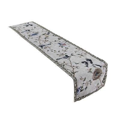 China Beautiful Jacquard Flower Off White Dining Table Runners Tablecloths For Sale for sale