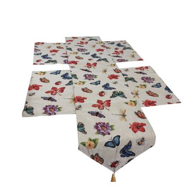 China Daily Woven Jacquard Spring Flower And Butterfly Table Runners Online for sale