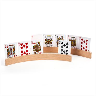 China Top Quality Durable Widely Used Custom Curved Timber Wooden Playing Card Holder Racks for sale