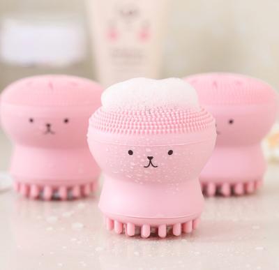 China Acne Treatment Face Brush Massage Exfoliate Portable Small Octopus Mini Silicone Face Cleansing Brush for sale