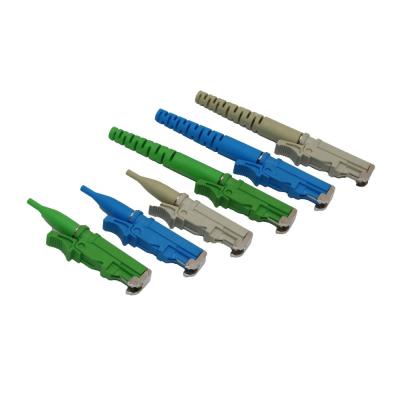 China (Data Center) 0.9 2.0 3.0 ftth e2000 fiber optic plastic high quality mm APC low loss fiber optic metal connector for sale