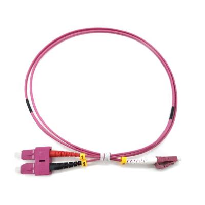 China FTTH SC to LC Duplex OM4 2.0mm Fiber Optic Patch Tie Down LC-SC Multimode Fiber Optic Patch Cable for sale